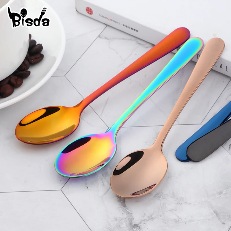 2Pcs Tea Spoon 18/8 stainless Steel Cake Fruit Spoons For Dessert Small Coffee Scoop Gold Dessert Tools for Snack Dinnerware