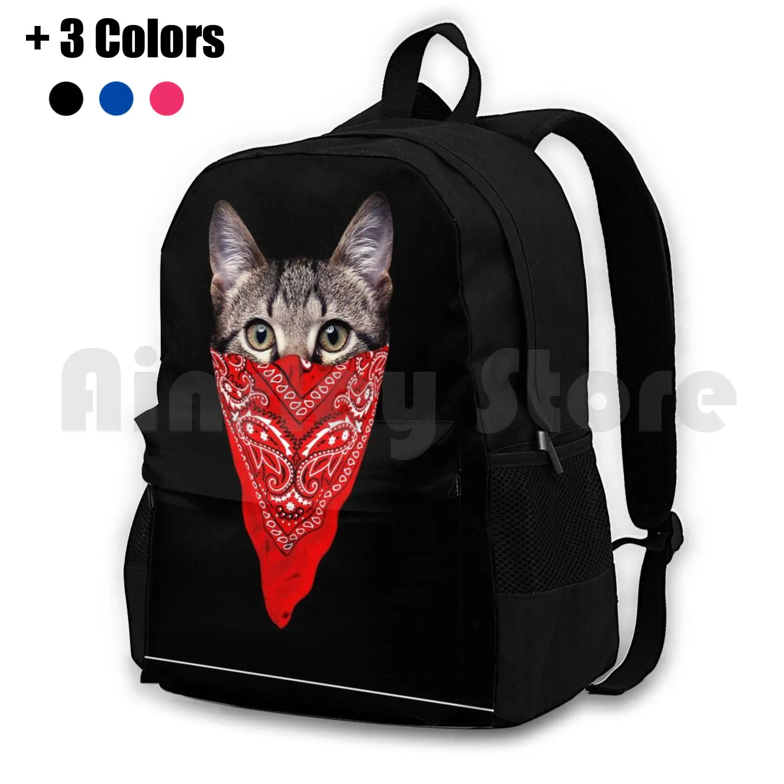 Gangster Cat Outdoor Hiking Backpack Riding Climbing Sports Bag Cat Bandana Gangster Cool Animals Kitten Kitty Cute Cat Cute