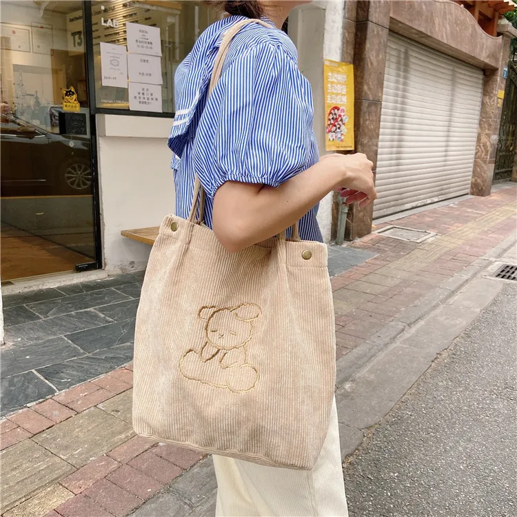 

Canvas Large Capacity Tote Bag Fashion New Female Shoulder Bags bear Pattern Shopping Travel Shopper Bags tote shopper bag