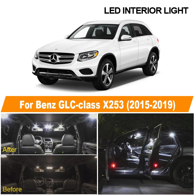 11pcs White Canbus No Error LED interior Reading Map Dome Light Kit For Mercedes Benz GLC class X253 GLC250 GLC300 GLC350