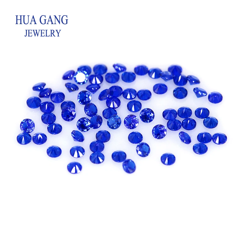 500PCS/LOT 112# Blue Synthetic Spinel Gem Stone Wholesale Round Brilliant Cut Gems For Jewelry High Quality Size 0.8-2.5mm