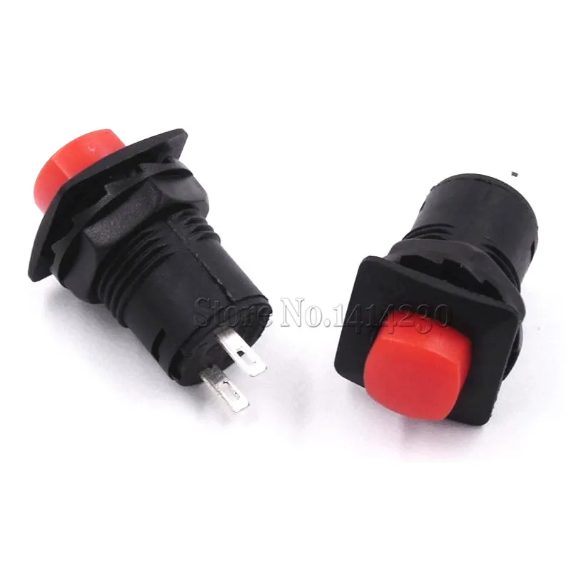 10Pcs DS-426 Hole 12mm 2 Pin Self-Locking 3A 125V 1.5A 250V AC ON OFF Square Push Button Switch Red