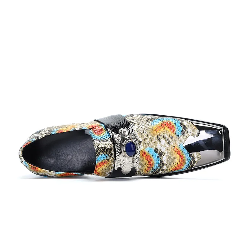 Newest Brand Design Embossed Leather Casual Party Shoes Men Fashion Loafers Wedding Dress Shoes Square Toe Business Work Shoes