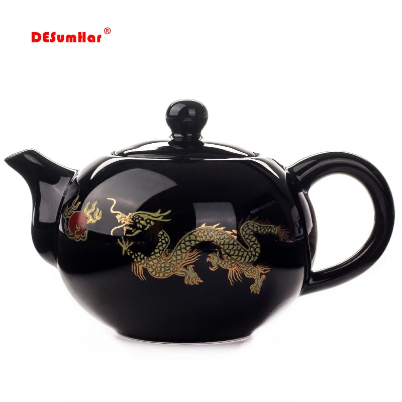 Black Ceramic Tea pot Chinese Dragon TeaPot handmade Teapot easy teapot kettle Ceramic Tea Set Kettle Kung Fu Teaware