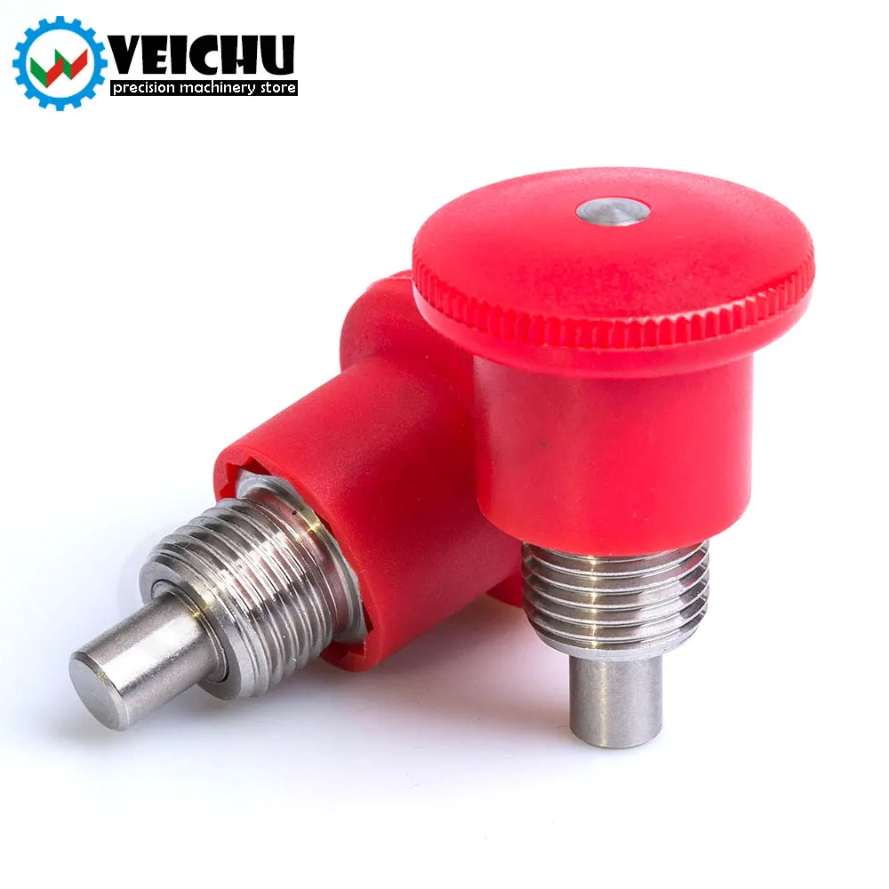 Red VCN218 Plastic Knob Stainless Steel Body Spring Plunger Locating Pins Lock-Out Fine/Coarse Thead Mini Indexing Plungers