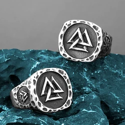 Valknut Viking Rings for Man Vintage Stainless Steel Punk Ring Fashion Jewelry Hippop Mygrillz