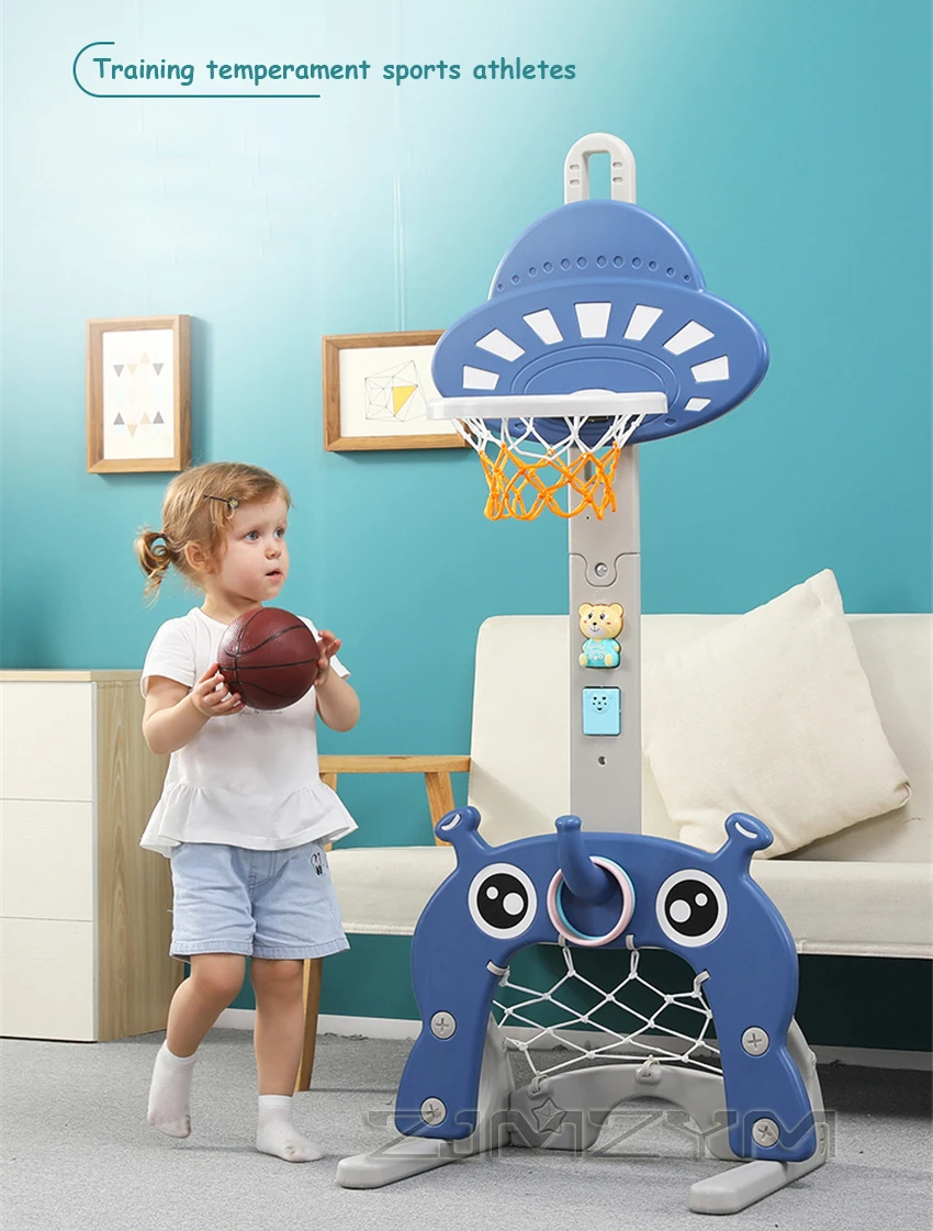 Kids Basketball Stands Toy Adjustable 1-1.5m Children's Indoor Basketball Football Goal Hoop Toy Set Balls Toys for Baby Sport