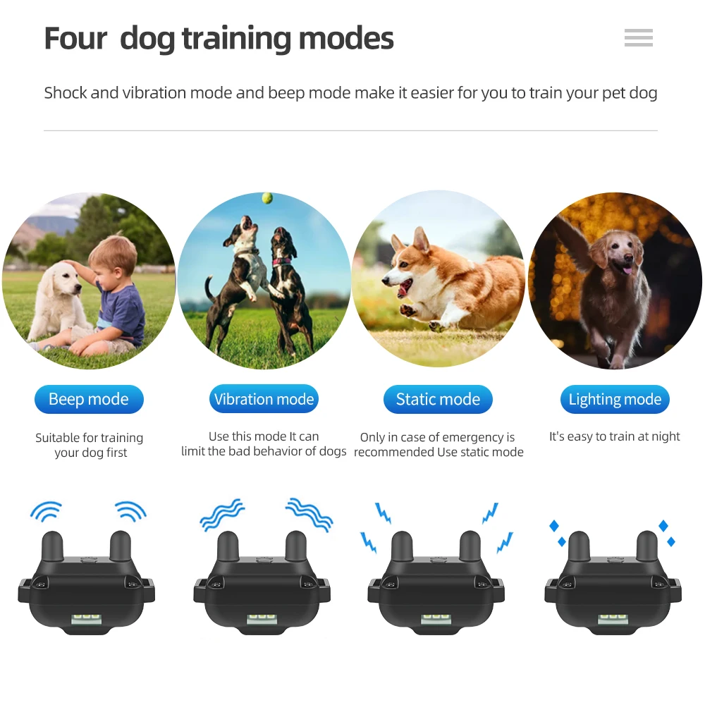 Electric Dog Training Collar 800M Remote Control Device Backlight Display Rechargeable Shock Collar Waterproof