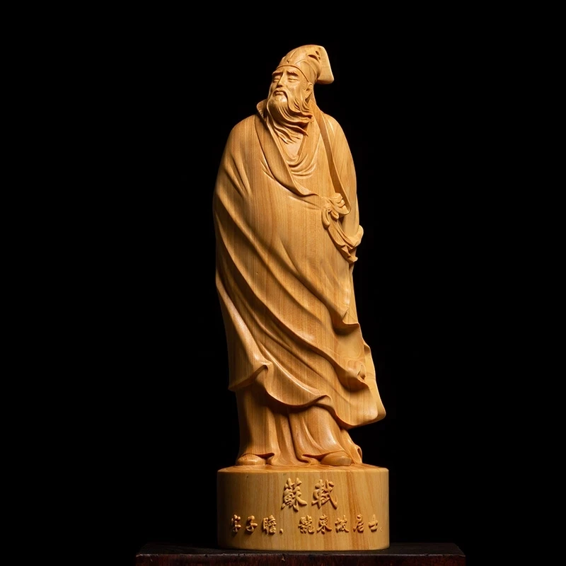 

15/21CM Poet Su Dongpo Su Shi Carved Yellow Boxwood Room wood carved Home Decoration