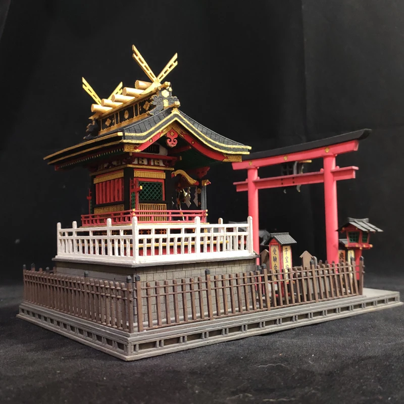 Japanese Construction Model Landlord Shrine Wooden Doll House DIY Miniature Kit with Furniture Dollhouse Toys for Adults Gifts