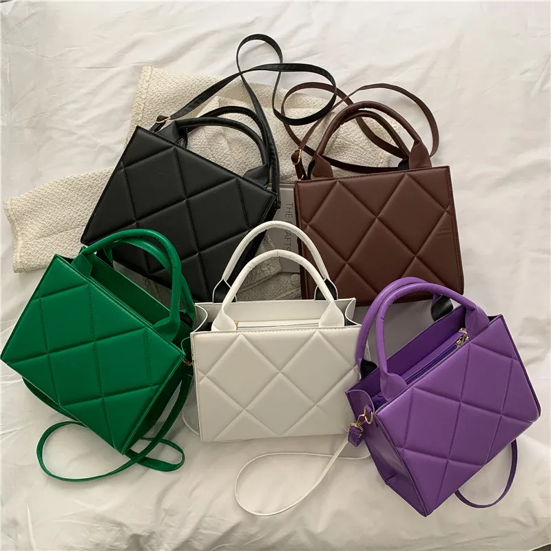 2024 New Spring Women Shoulder Bag Trendy Plaid Pu Leather Crossbody Bags Fashion Ladies Handbags Brand Designer Top Handle Bag