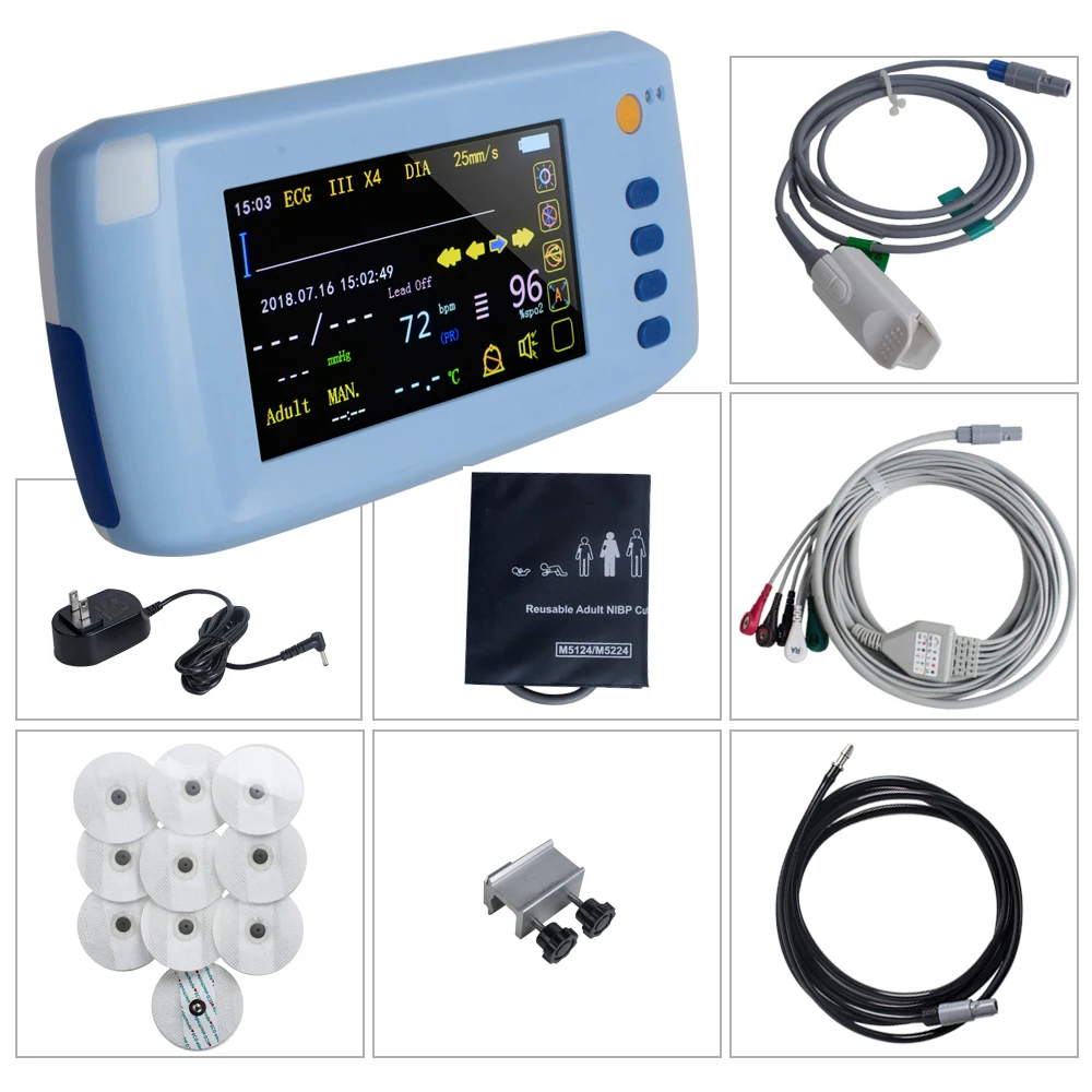 

Handheld 6-Parameter Vital sign Monitor Patient Monitor ECG NIBP Spo2 Pulse Rate Temperature