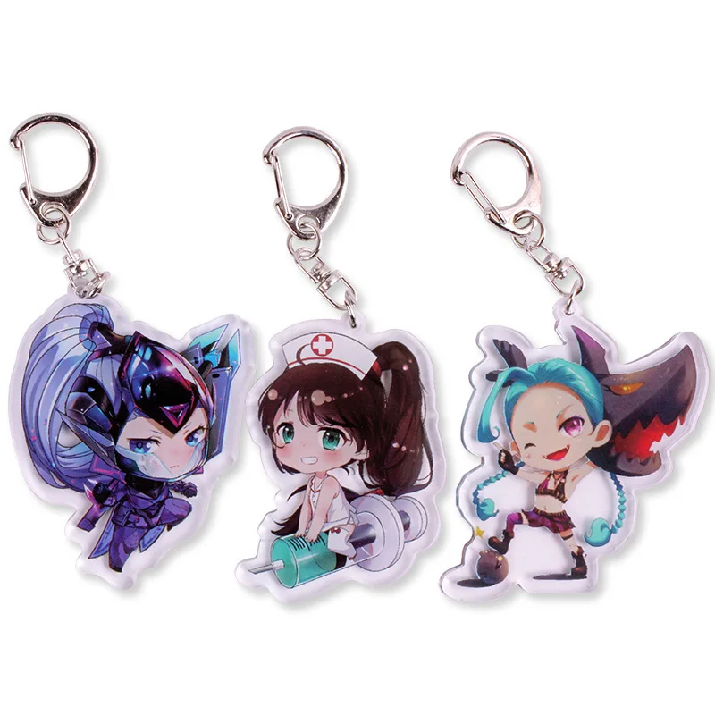 Lucky Cartoon Game League of New Legends Keychain Multiple Roles LOL Acrylic Rakan/Ahri/Riven/Yasuo Bag Pendant Car Key Charm