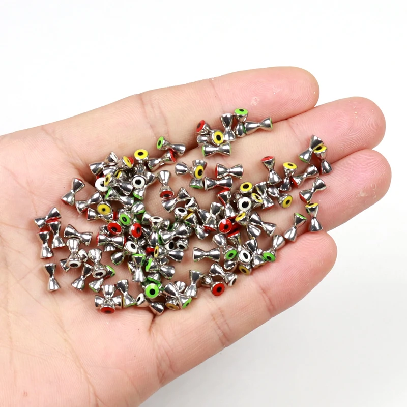 Bimoo 12PCS 0.22g 0.4g 0.7g Weighted Fly Tying Brass Dumbbell Eyes Crazy Charlie Fly Tying Material Saltwater Fishing Lures Bait