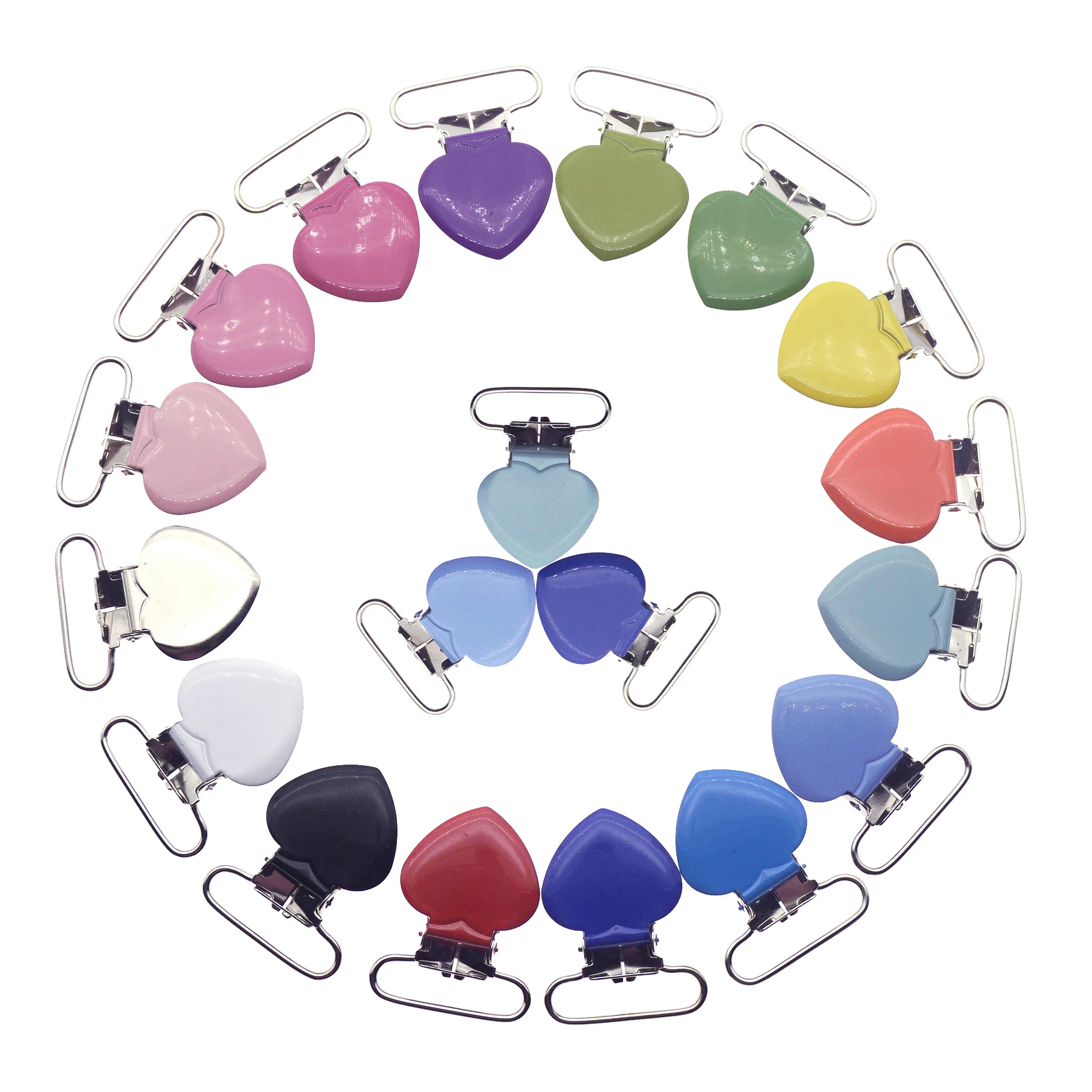 

Бесплатная доставка, 10 шт., 25 мм, металлические зажимы для соски в форме сердца, зажимы для подтяжек, держатель для пустышки для детской соски/соски/цепочка для пустышки