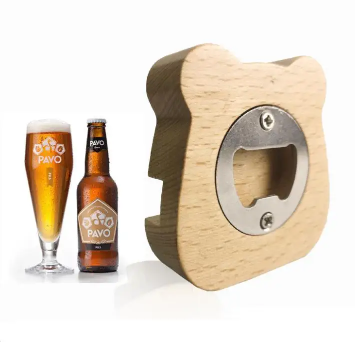 multi-function Solid wood mobile phone stand desktop mobile phone flat stand base creative wooden beer bottle opener SN1821