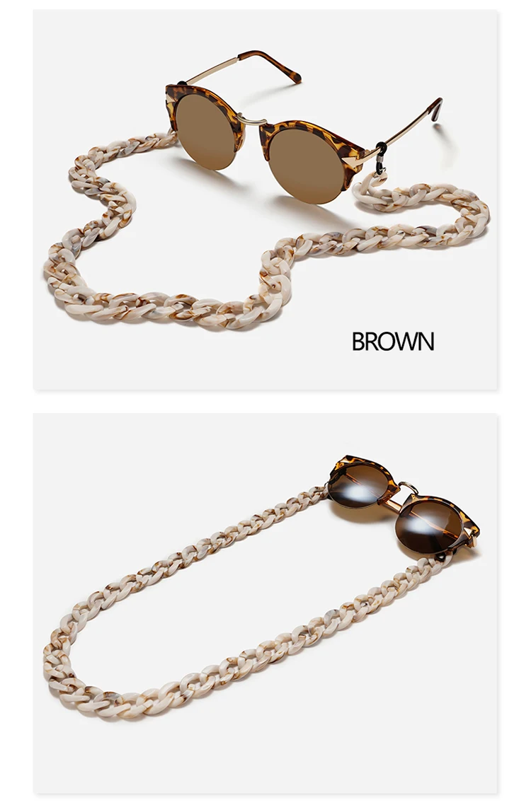 Mode Acryl Brillen Ketten Sonnenbrillen Schnur Anti-Rutsch-Sonnenbrille bänder hängen Ketten am Hals Brillen zubehör – Detail 9