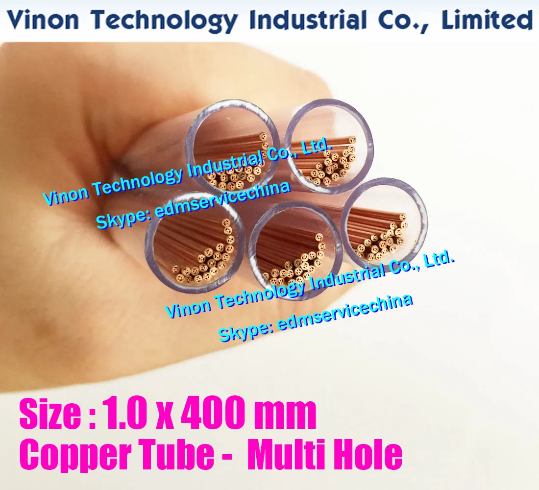 (100PCS/LOT) 1.0x400mm Copper Tube Multihole, Copper EDM Tubing Electrode MultiChannel Dia. 1.0mm, 400mm Long for Superdrill EDM