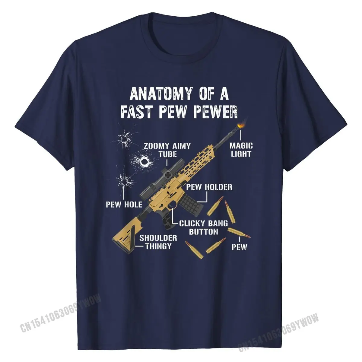 Funny Anatomy Of A Pew Pewer Rifle Gun Amendment Saying T-Shirt Tshirts Personalized Fashion Youth Tops Tees Personalized Cotton