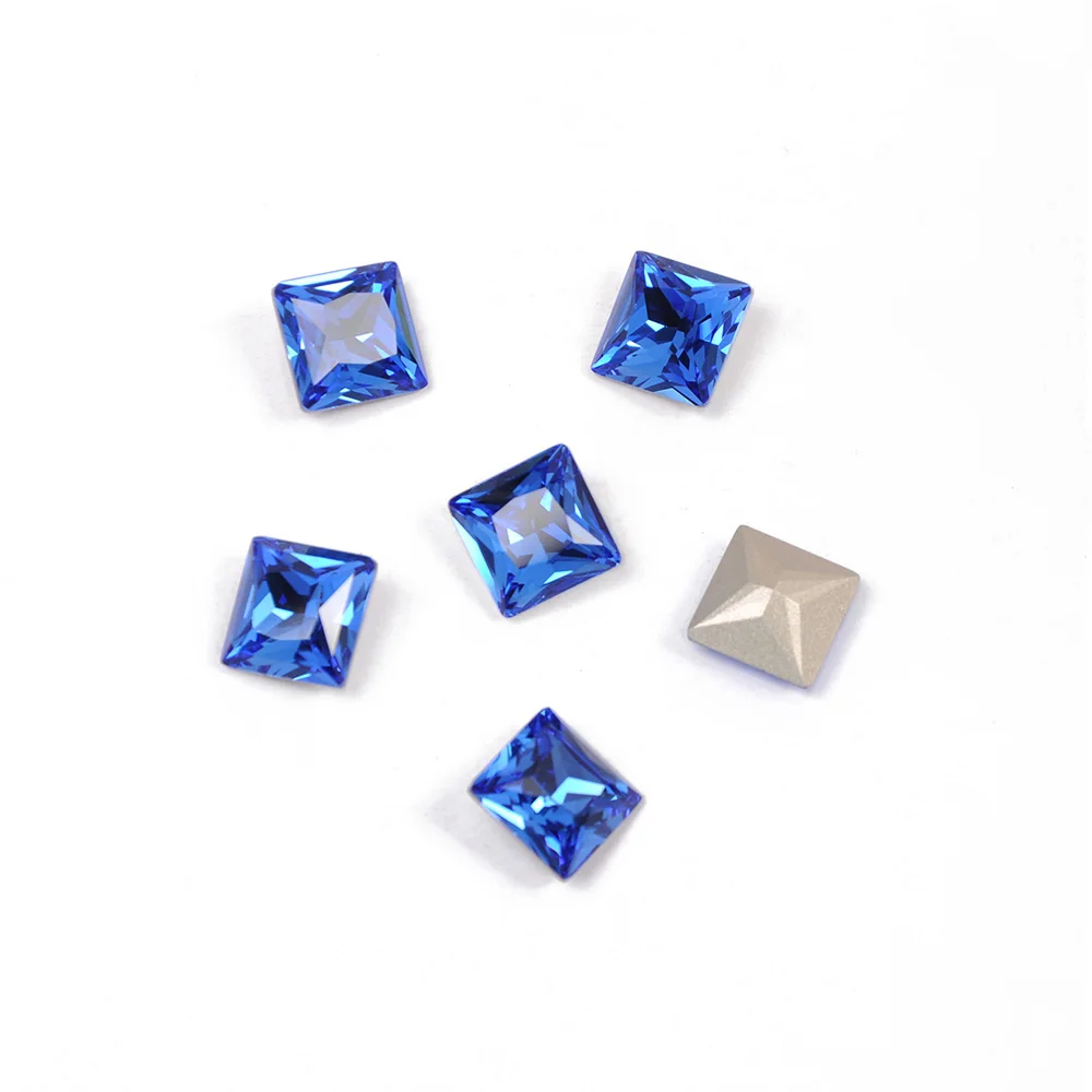 CTPA3bl 4447 High Quality Strass Sapphire Color Princess Square Shape Fancy Rhinestones Pouplar Crystal Stone For Nail Art Gems