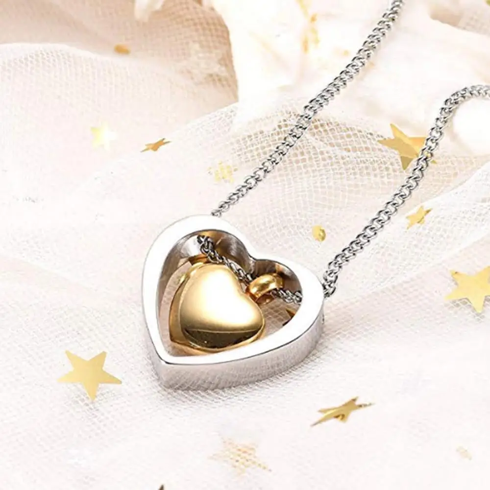 Stainless Steel 3 Colors Heart Ash Necklace Urn Ashes Keepsake Memorial Pendant Custom Cremation Jewelry