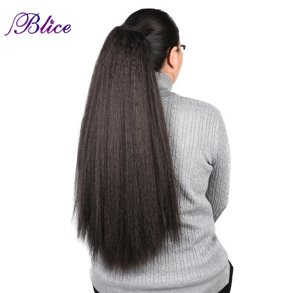 Blice Synthetic 18-24 inch Kinky Straight Heat Resistant Hair Ponytail Extensions With Two Plastic Combs All Colors Available