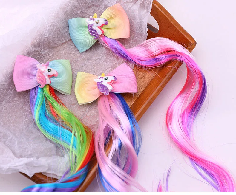 Children's Day Wig Hairpin unicorn Korean Children Girls Princess Super Fairy Hair Accessories Headdress Clip Cute Baby