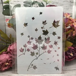 Plantillas de capas DIY de Hojas de arce, pintura de pared, álbum de recortes, plantilla decorativa para colorear, álbum en relieve, 26x17cm