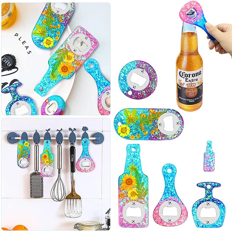 3D DIY Crystal Resin Silicone Mold Beer Wrench Corkscrew Bottle Opener Mirror Silicone Mold For Resin