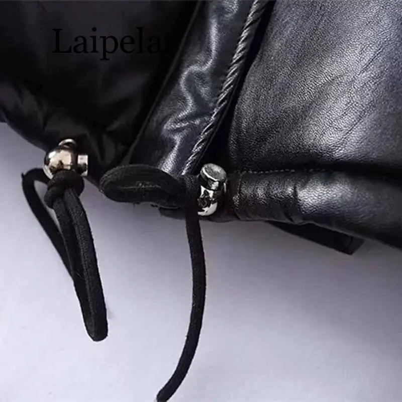 2019 Fashion Winter Short Parkas Women Faux leather Down cotton jacket Stand collar Thicken Students Cotton Coat
