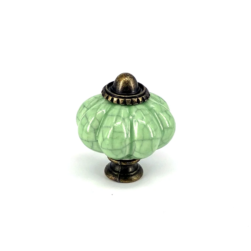 1x Vintage Pumpkin style Ceramic Knobs and Handles Cupboard Door Drawer Kitchen Pull Knob Handicraft Handle for Kids Room