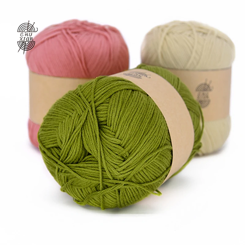 6pcs Free Shipping 50g/ball 100% Cotton Baby Yarn For Knitting Baby Sweaters Shoes Hats Yarn B