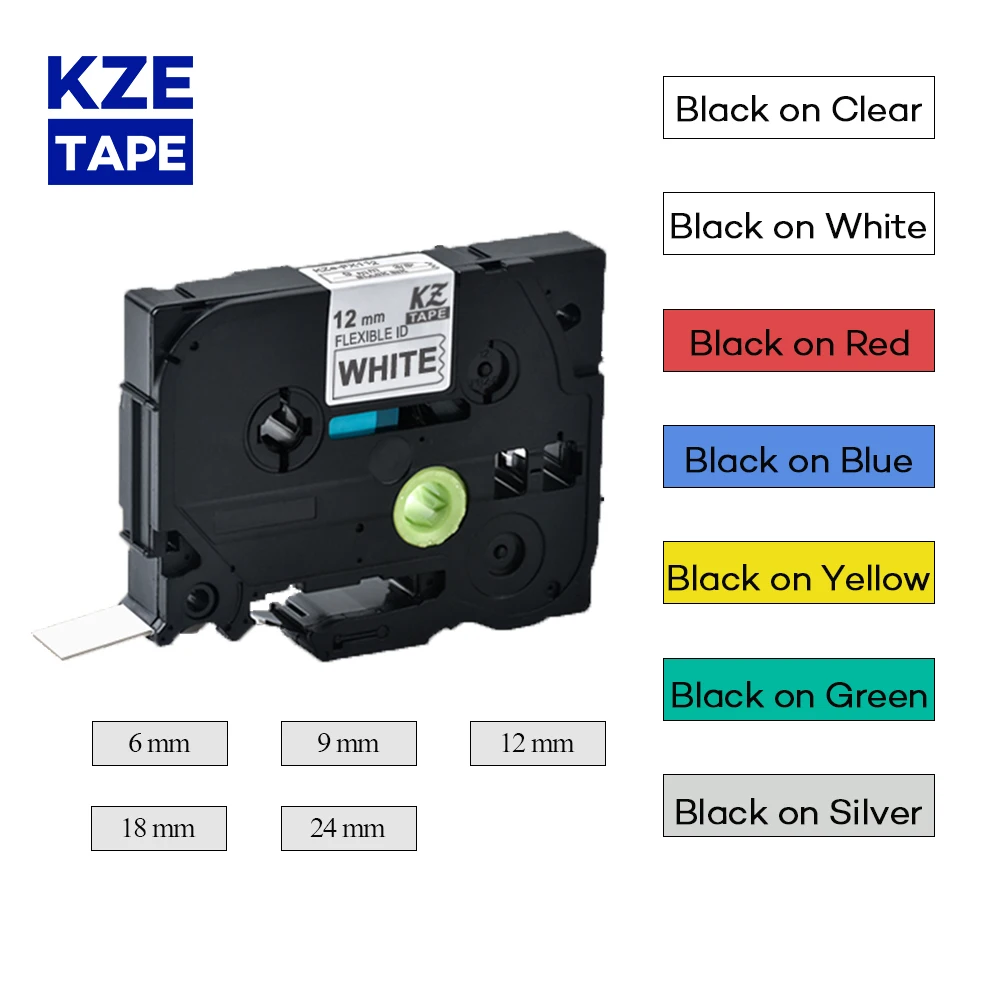 Kze 6/9/12/18/24Mm Multicolor Flexibele Kabel Label Tapes Compatibel Brother Tze-FX231 Tze-fx231 P-Touch PT-18Rz/1010/1280/2030