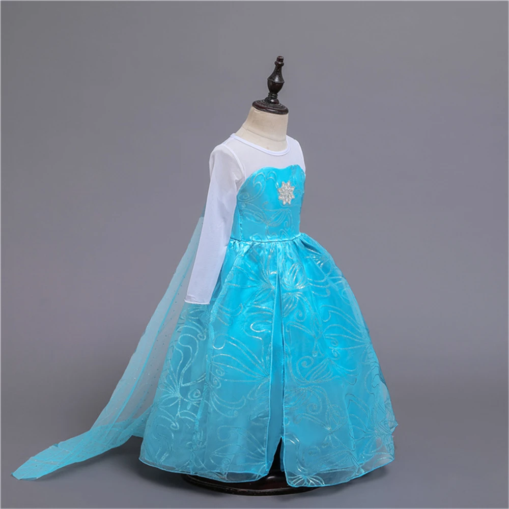 Girls Elsa Dress Evening Party Baby Girl Elza Pageant Tulle Long Sleeve Dress Toddler Girl Elsa Princess Birthday Party Dresses