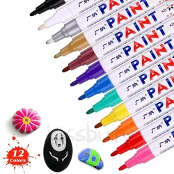 GN 12 Colors Paint Pen Waterproof Metal Permanent Ink Art Marker Pen  for Rock Wood Metal Plastic Glass Graffti Ceramic Car DIY
