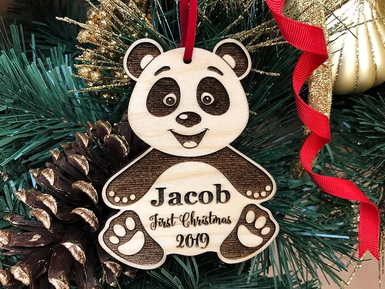 

Baby's First Christmas Ornament, Panda Bear Ornament, Baby's Christmas Ornament, New Parent Gift, Custom Christmas Baby Gift, Pe