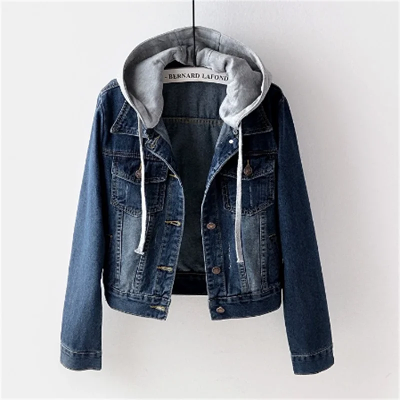 New Long Sleeve Slim Hooded Jacket Wild Student Top Denim Short Jacket Women Short Women Jeans Jacket Bomber Jacket
