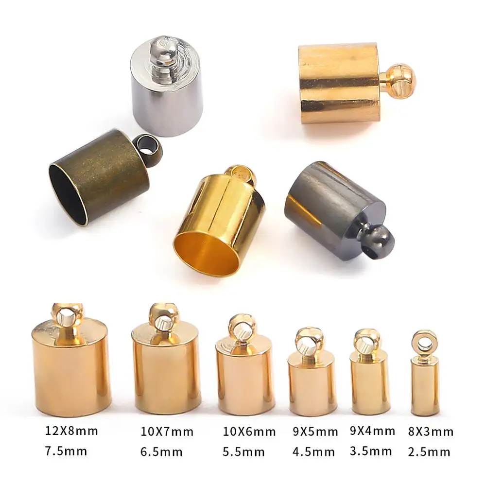 

50pcs/lot Tassel Leather Cord End Crimp Cap Beads Caps End Tip Cap Fit Connectors For DIY Necklace Jewelry Making Findings