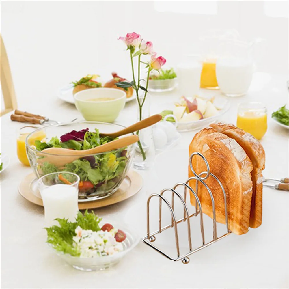 Show Tool Food Display Toast Rack Kitchen Stainless Steel 6 Slice Party Restaurant Bread Holder Breakfast Utensil Household