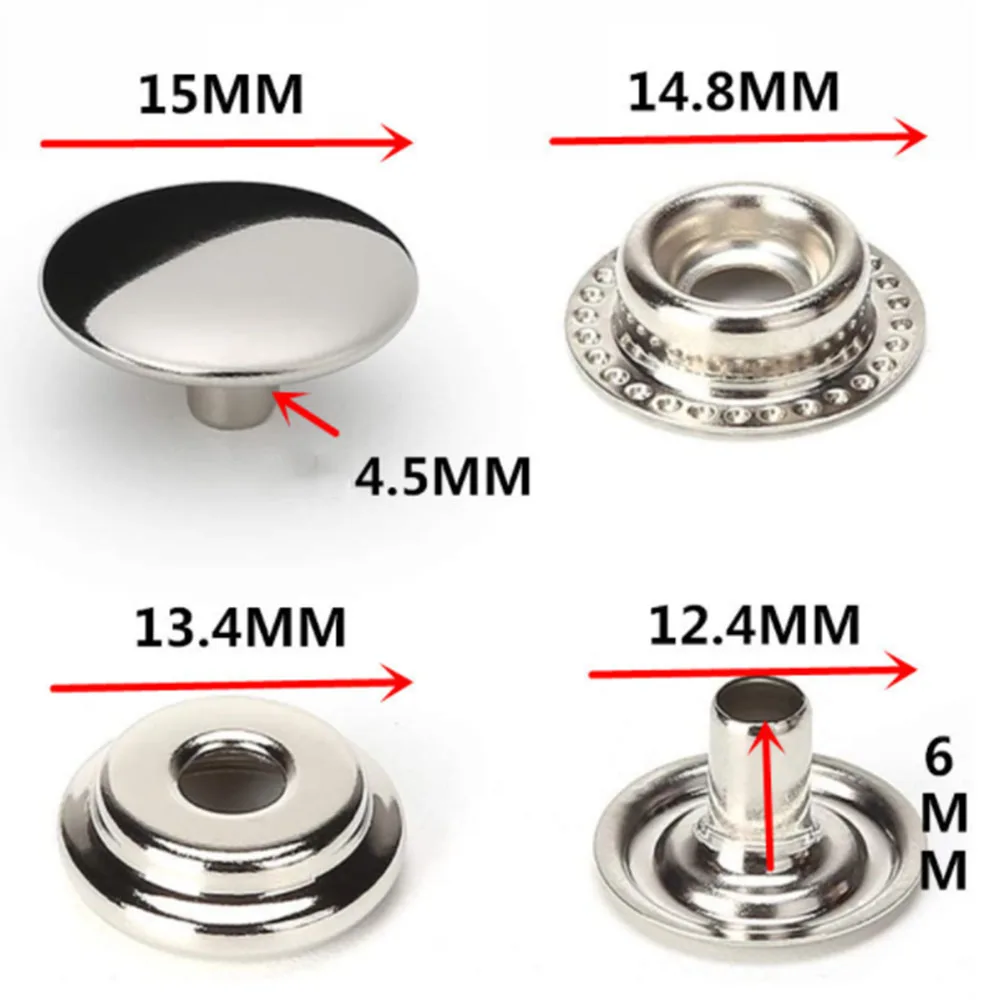25Set (100 pezzi) bottone a pressione in acciaio inossidabile bottone a pressione bottone a pressione Set di tela per barche Marine accessori Hardware marini