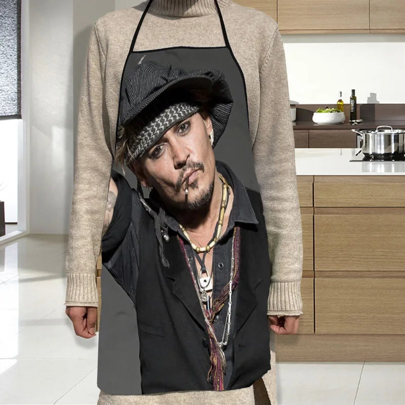 Johnny Depp Apron Grill Kitchen Chef Apron Professional for BBQ, Baking, Cooking for Men Women 2 Size 68X95cm and 50X75cm