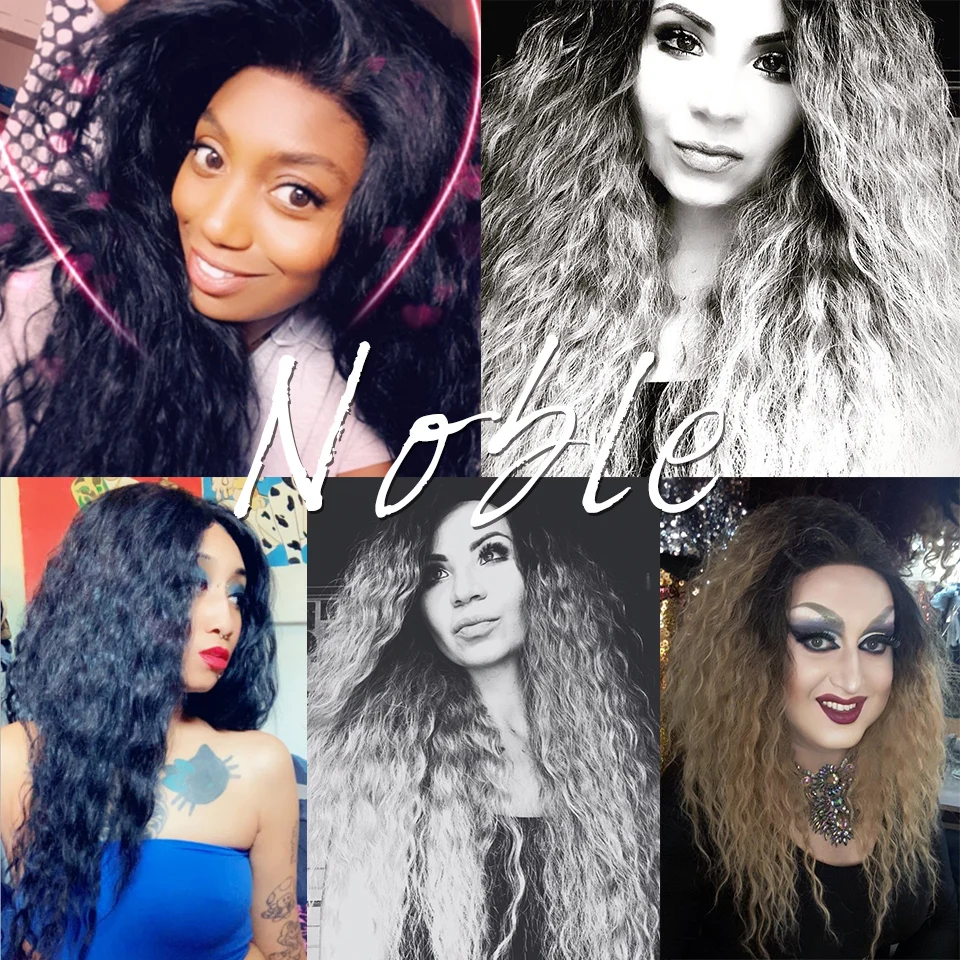 Noble cosplay 13x4 Lace Front Wig ombre blonde Wig 30 Long wavy Wig Lace Front Wigs For Black Women Synthetic Lace Front Wig