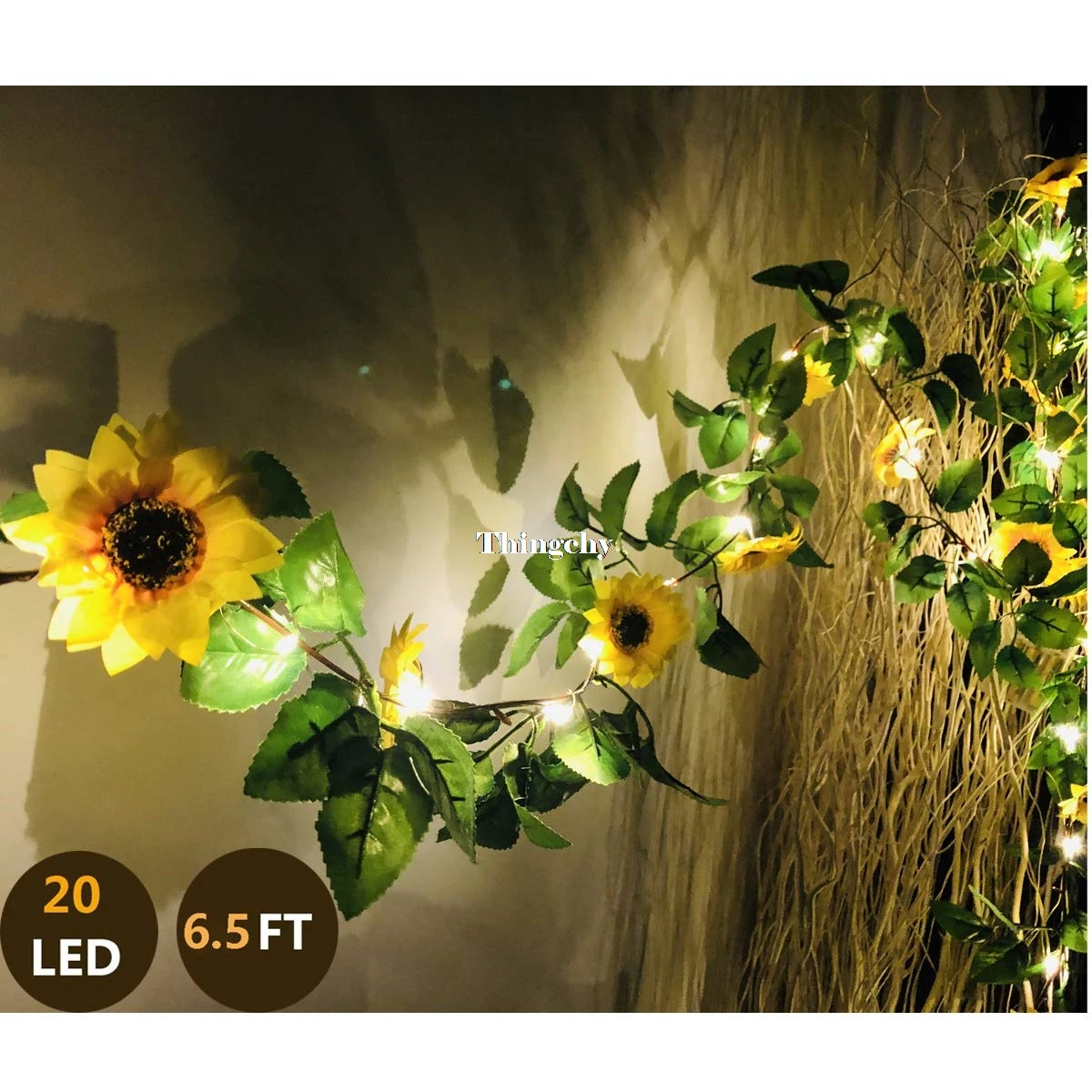 Artificial Sunflower Garland String Lights,Vines with 9 Flower Heads Battery Operated Fairy Lights for Bedroom Wedding Decor