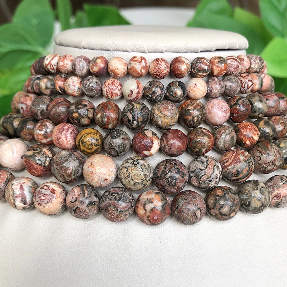 Wholesale Natural Leopard Jasper Stone Beads Round Loose Spacer Beads For Jewelry Making Diy Bracelet 4/6/8/10/12mm 15inch