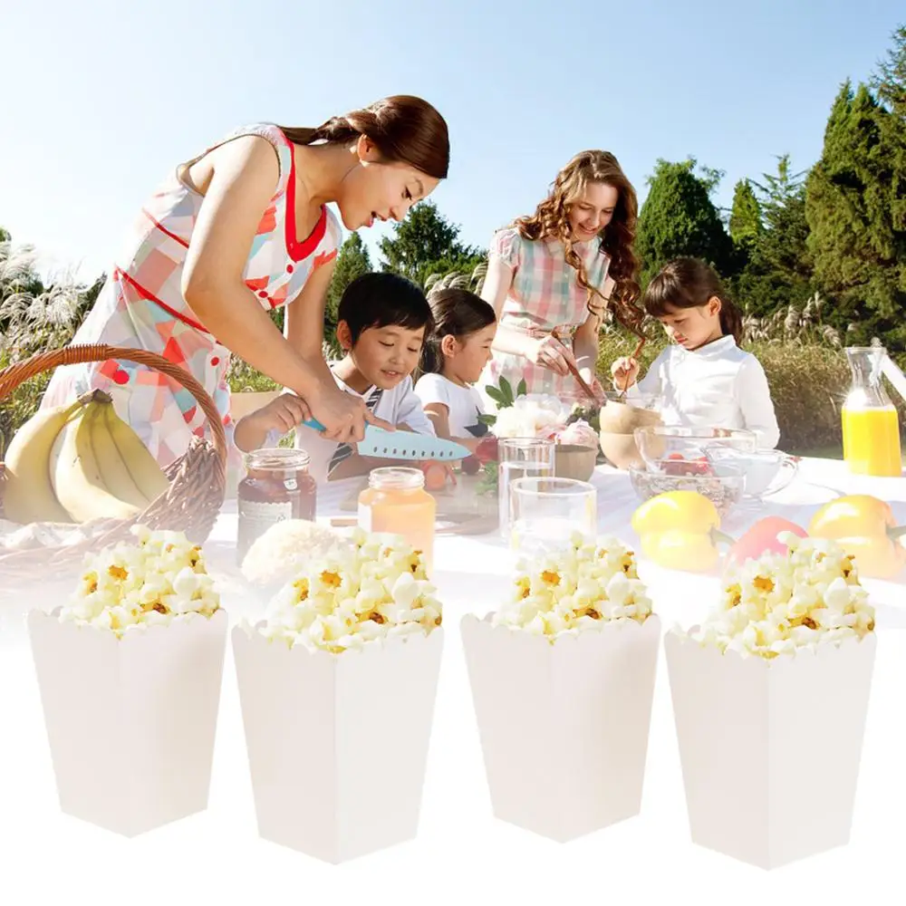 12 Pieces Pure White Popcorn Boxes Container Birthday Movie Party Favors Favor Guests Gifts Box Treat Bags Wedding Bridal