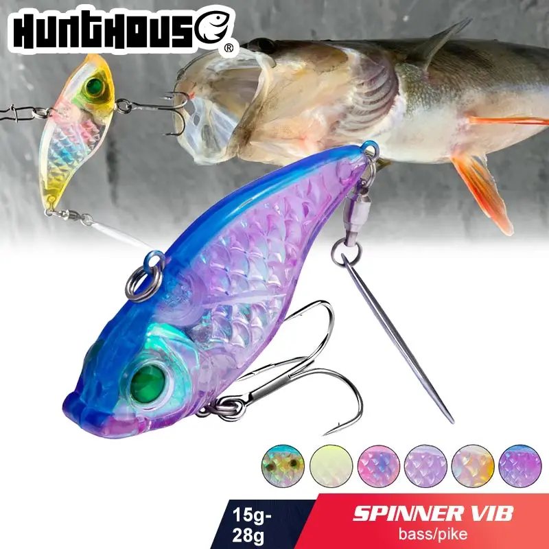 Hunthouse 2019 spinner VIB fishing lure hard bait for fishing perch bass pike 5/6cm 15/21/28g sinking transparent with 3D eyes