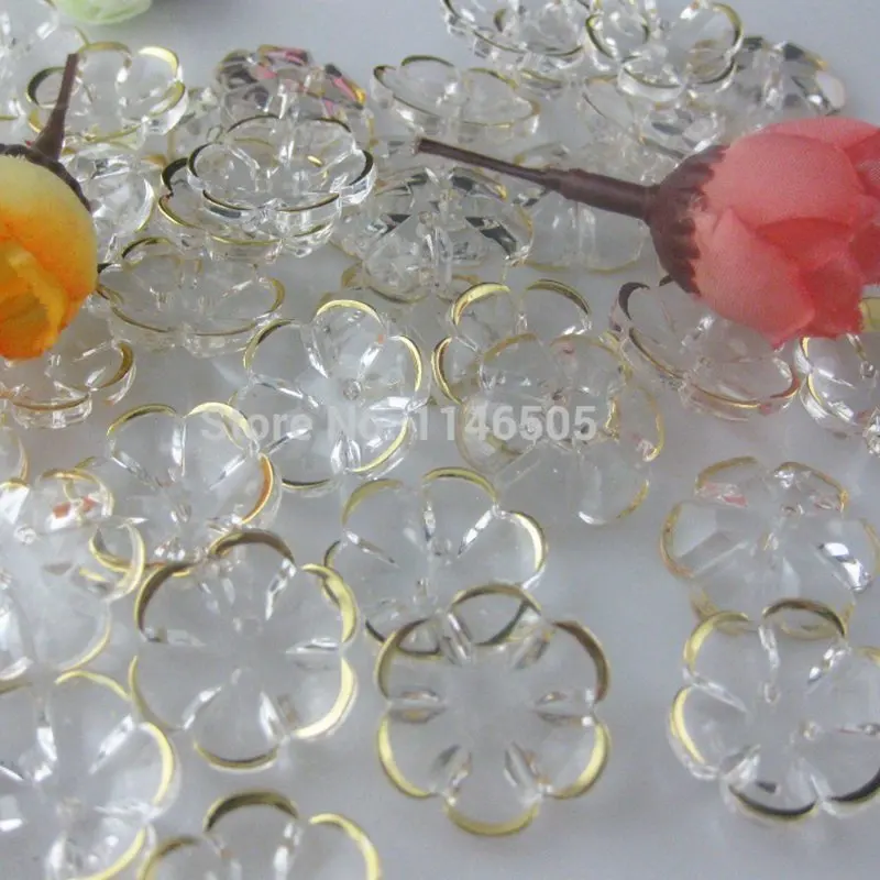 50pcs/lot Flower Acrylic buttons 15mm 2 holes crystal buttons for sewing garment scrapbooking accessory para artesanato