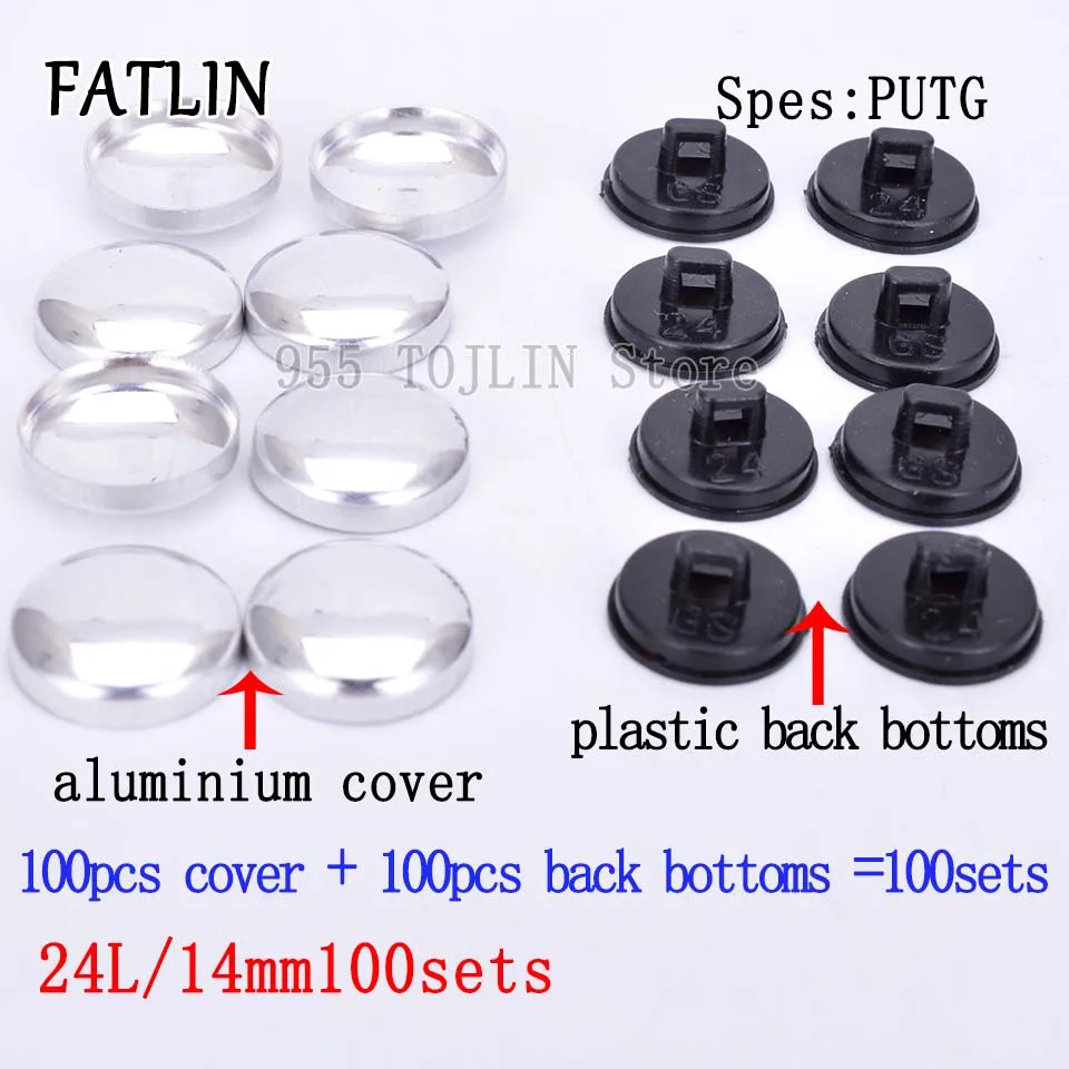 J-100Sets 16L-60L Plastic back bottom Fabric Covered Buttons Scrapbooking Covered Combined Buttons For DIY Clothes Accessories