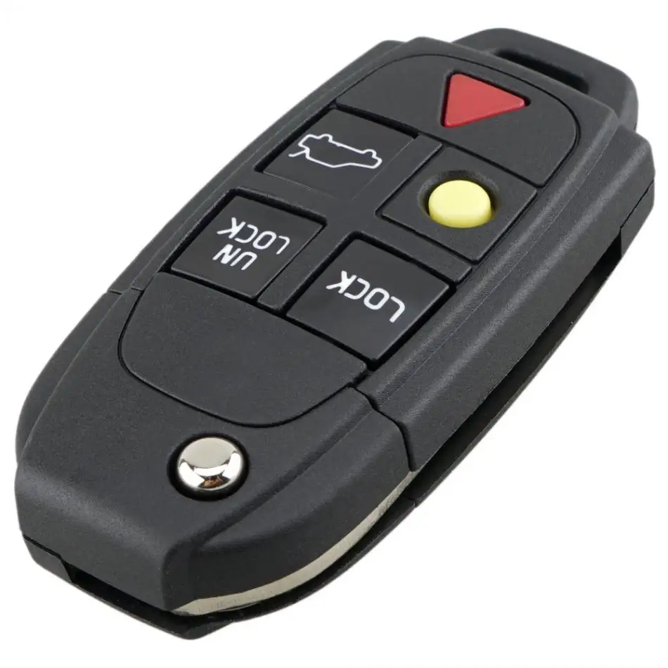 5 Buttons Flip Remote Key Case FOB Replacement Fit for VOLVO S60 2000-2009 / S80 1999-2006 /V70 2000-2007 XC90 2002-2013 Car Key