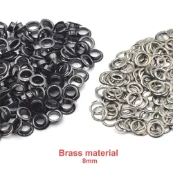 KALASO 100sets 8mm Pure Brass Material Black Grommet Eyelet With Washer Fit Leather Craft Shoes Belt Cap Bag Diy Supplies